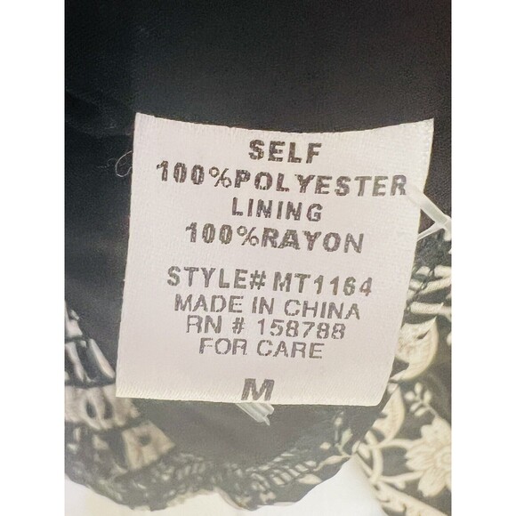 Mable Black Beige Floral Rouched Cropped Top Medium M Balloon Sleeve - Picture 8 of 9